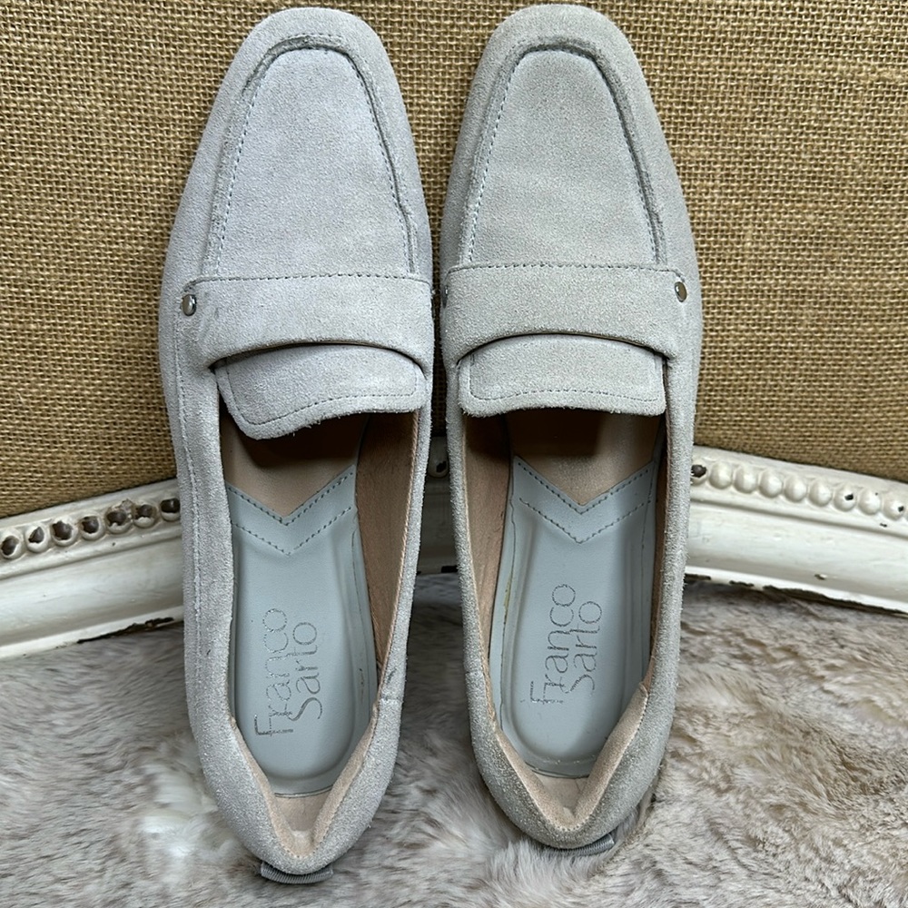 Franco Sarto Light Gray Suede Driving Loafers - Picture 4 of 16